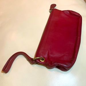 Clarks red wristlet bag.